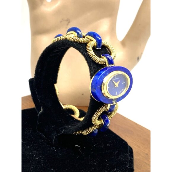 Longines Women's Watch Blue Lapis 18k Yellow Gold Vintage Swiss Hand Wind 27mm - Picture 14 of 14